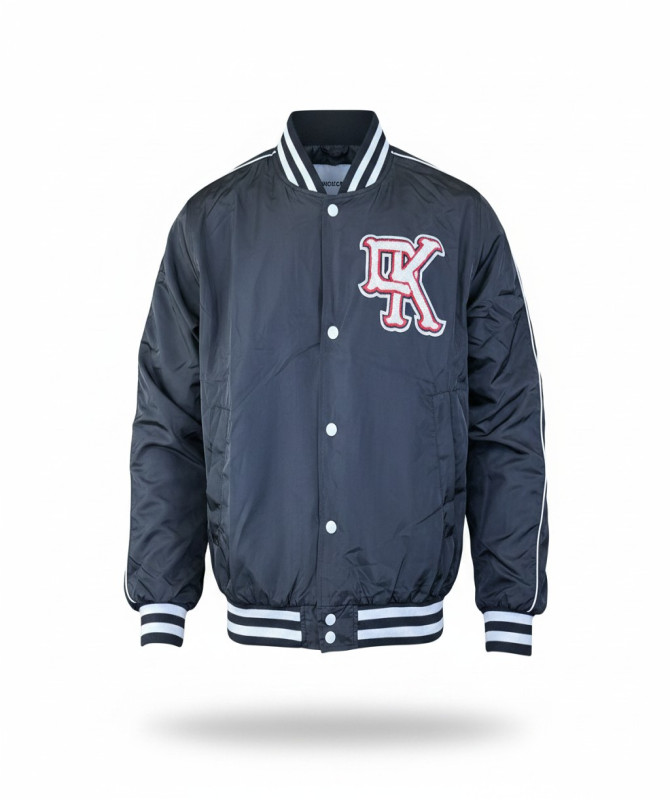 Bershka BK Logo Varsity Jacket – Red Lightweight Bomber Windbreaker
