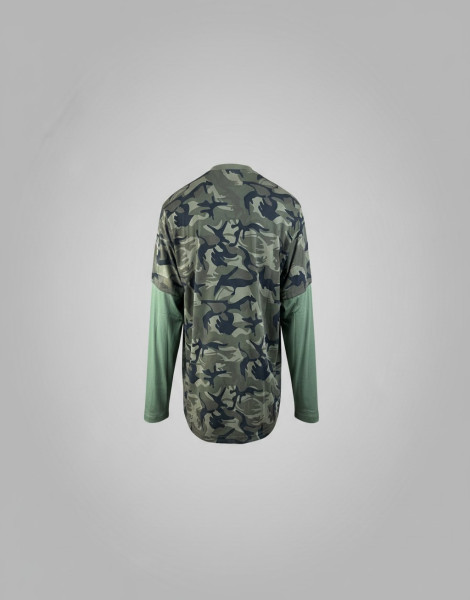 Men’s Camo 2-Piece Layered Long Sleeve Shirt – Streetwear Graphic Top