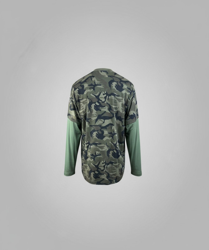 Men’s Camo 2-Piece Layered Long Sleeve Shirt – Streetwear Graphic Top