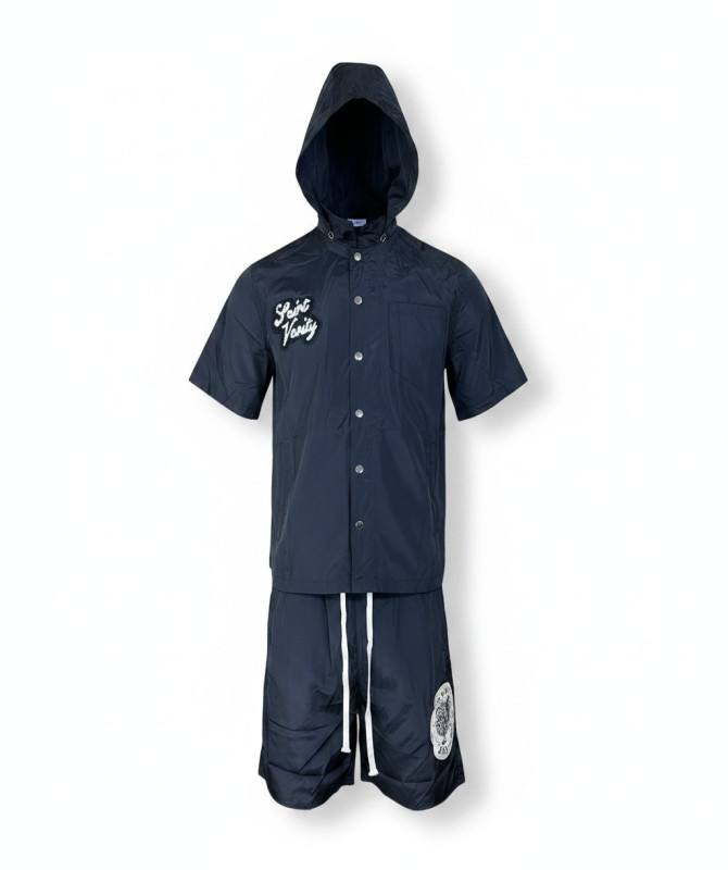 Men’s Saint Vanity Nylon Short Set – Hooded Windbreaker & Shorts Streetwear Set