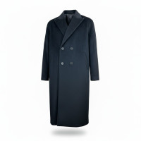 Men’s black Double-Breasted Overcoat – Classic Wool Long Coat