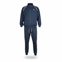 Men’s Navy Track Jacket – Contrast Piping Athletic Zip-Up