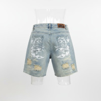 Men’s Distressed Denim Shorts – Light Wash Ripped Streetwear Jorts